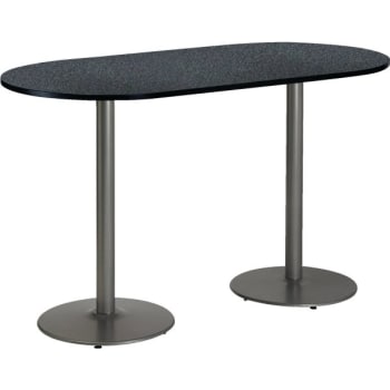 Image for KFI 30 x 72" Racetrack Table W/Graphite Nebula Top, Silver Base, Bistro Height from HD Supply