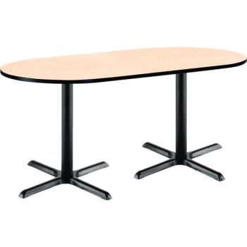Image for Kfi 30 X 72" Racetrack Pedestal Table With Natural Top, Black X-Base from HD Supply