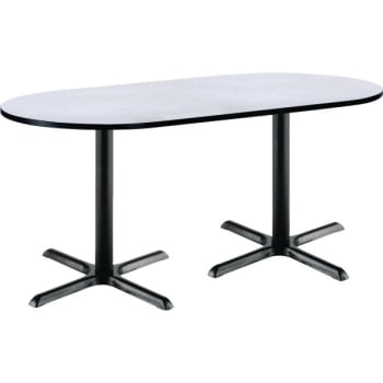 Image for Kfi 30 X 72" Racetrack Pedestal Table With Grey Nebula Top, Black X-Base from HD Supply