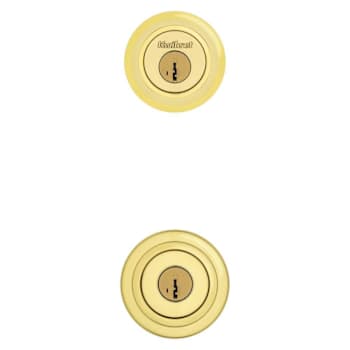Kwikset Tylo Keyed Knob And Single Cylinder Deadbolt Smartkey In Polished Brass