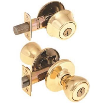 Image for Kwikset Tylo Keyed Knob And Single Cylinder Deadbolt Smartkey In Polished Brass from HD Supply