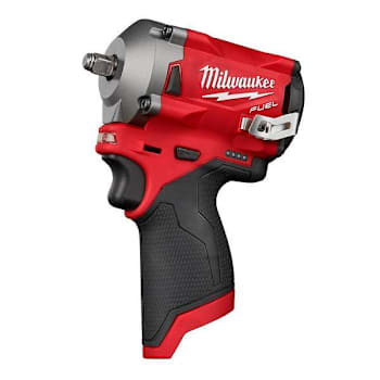 Milwaukee M12 Fuel 12v Brushless Cordless Stubby 3/8" Impact Wrench, Tool Only