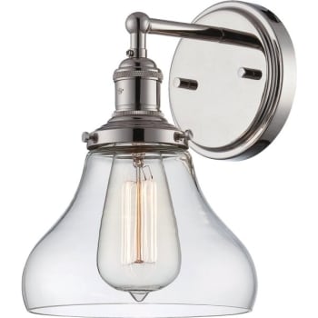 NUVO Lighting® One-Light Wall Sconce, 7"W, Clear Glass, Polished Nickel