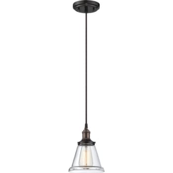 Image for Nuvo Lighting® 7 In. 1-Light Pendant Fixture W/ Conical Glass Shade (Rustic Bronze) from HD Supply