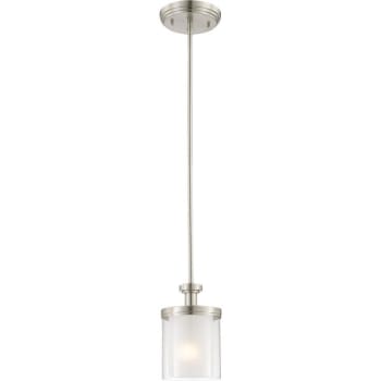 SATCO® Nuvo Brushed Nickel Decker 1-Light Mini Pendant, Clear And Frosted Glass