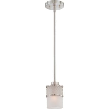 Satco® Nuvo Brushed Nickel Fusion One-Light Mini Pendant With Frosted Glass