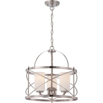 SATCO® Nuvo Brushed Nickel Ginger Three-Light Pendant With Etched Opal Glass