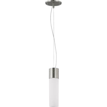 SATCO® Nuvo Brushed Nickel Link One-Light Tube Pendant With White Glass
