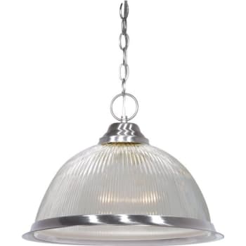 Image for Satco® Nuvo Brushed Nickel One-Light 15 Pendant With Clear Prismatic Dome from HD Supply