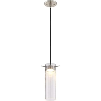 SATCO® Nuvo Brushed Nickel Pulse LED Mini Pendant With Clear Seeded Glass
