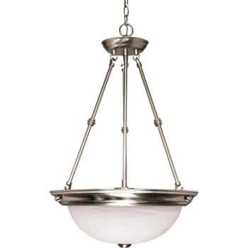 SATCO® Nuvo Brushed Nickel Three-Light 15 Pendant With Alabaster Glass