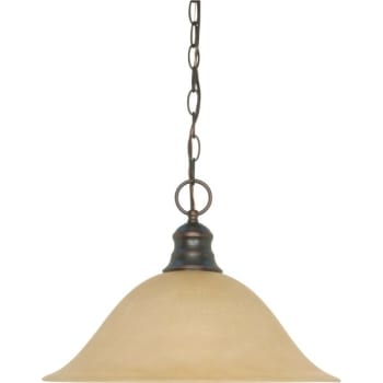 Satco® Nuvo Mahogany Bronze One-Light 16 Pendant, Champagne Linen Washed Glass