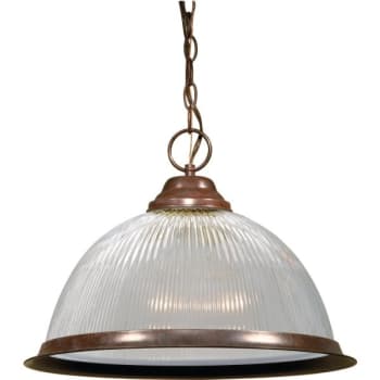 Satco® Nuvo Old Bronze One-Light 15 Pendant With Clear Prismatic Dome