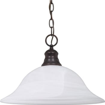 Satco® Nuvo Old Bronze One-Light 16 Pendant With Alabaster Glass