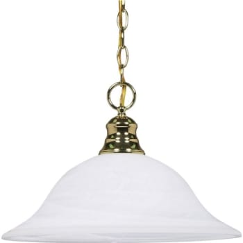 SATCO® Nuvo Polished Brass One-Light 16 Pendant With Alabaster Glass
