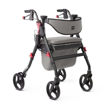 Medline Empower Rollator With Microban Treated Touch Points And Seat Black