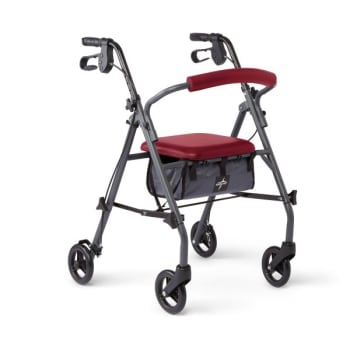 Medline Rollator W/6" Wheels Microban Treated Touch Points/seat Burgundy