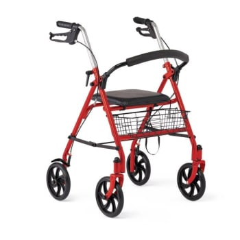 Image for Medline Steel Rollator W/8" Wheels Knockdown Red from HD Supply