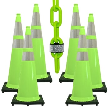 Image for Mr. Chain 36 Inch Safety Green Reflective Cone And Reflective Chain Kit from HD Supply