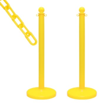 Image for Mr. Chain Yellow Medium Duty Stanchion 2 Pack With Chain from HD Supply