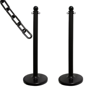 Image for Mr. Chain Black Medium Duty Stanchion 2 Pack With Chain from HD Supply