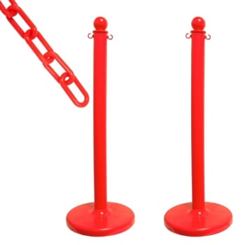 Mr. Chain Red Medium Duty Stanchion 2 Pack With Chain