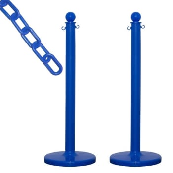 Image for Mr. Chain Blue Medium Duty Stanchion 2 Pack With Chain from HD Supply