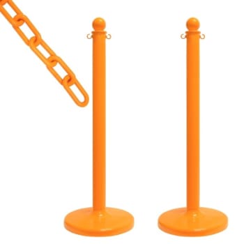 Image for Mr. Chain Safety Orange Medium Duty Stanchion 2 Pack With Chain from HD Supply