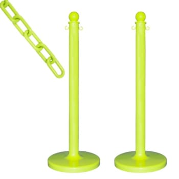 Image for Mr. Chain Safety Green Medium Duty Stanchion 2 Pack With Chain from HD Supply