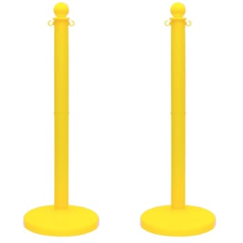 Mr. Chain Yellow Medium Duty Stowable Stanchion 2 Pack With Chain