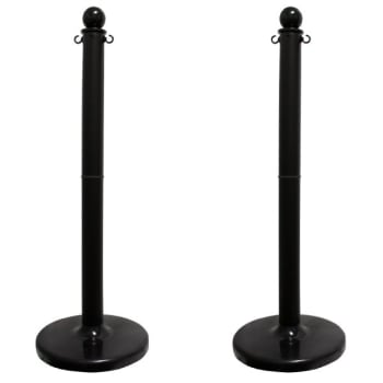 Image for Mr. Chain Black Medium Duty Stowable Stanchion 2 Pack With Chain from HD Supply