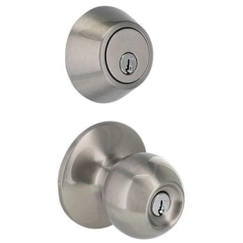Shield Security Round Single Cylinder Deadbolt Lock And Entry Door Knob (Satin Nickel)