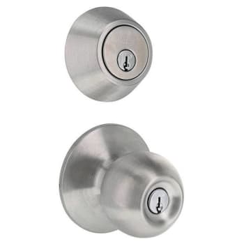 Shield Security Round Single Cylinder Deadbolt Lock And Entry Door Knob (Satin Stainless Steel)