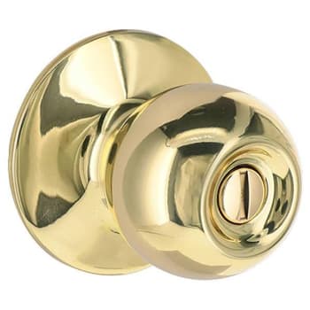 Shield Security Round Privacy Door Knob (Bright Brass)