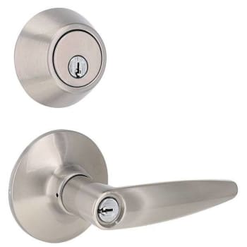 Image for Shield Security Single Cylinder Deadbolt Lock And Entry Door Lever (Satin Nickel) from HD Supply