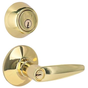 Image for Shield Security Single Cylinder Deadbolt Lock And Entry Door Lever (Bright Brass) from HD Supply