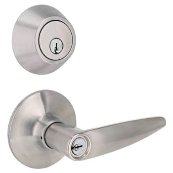Image for Shield Security Single Cylinder Deadbolt Lock And Entry Door Lever (Satin Stainless Steel) from HD Supply