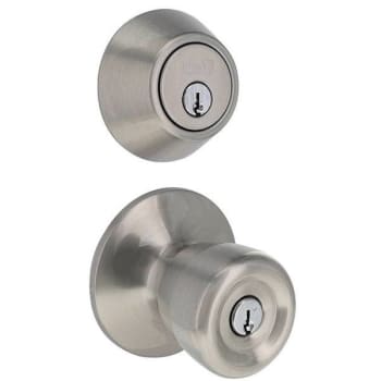 Shield Security Tulip Single Cylinder Deadbolt Lock And Entry Door Knob (Satin Nickel)
