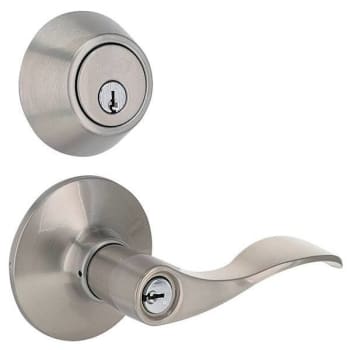 Image for Shield Security Wave Single Cylinder Deadbolt Lock And Entry Door Knob (Satin Nickel) from HD Supply
