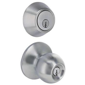 Image for Shield Security Round Single Cylinder Deadbolt Lock And Entry Door Knob (Satin Chrome) from HD Supply