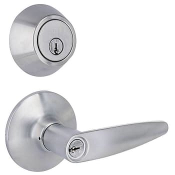 Image for Shield Security Single Cylinder Deadbolt Lock And Entry Door Lever (Satin Chrome) from HD Supply
