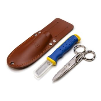 Image for Estwing Cable Splicing Scissor/Knife Set W/Sheath Blue Yellow from HD Supply