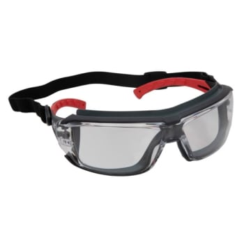 212 Performance Prem Gasket Sealed Anti-Fog Clear Safety Glasses Blk / Red