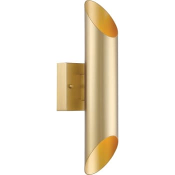 Cordelia Lighting Vertical LED Wall Sconce, Luxor Gold Finish, Metal Shade
