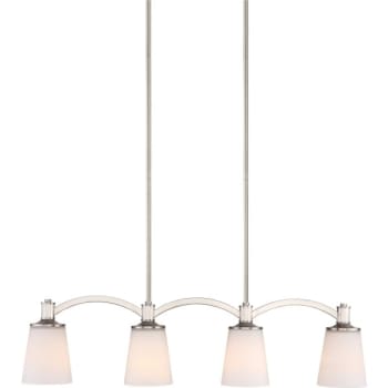 NUVO Lighting® Laguna 5-1/8 in 4-Light Island Pendant Ceiling Light w/ Glass (Brushed Nickel/White)