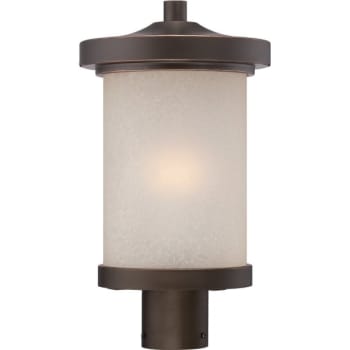 Image for NUVO Lighting® Diego 16.13 in Outdoor LED Post Lantern w/ Satin Amber Glass (Mahogany Bronze) from HD Supply