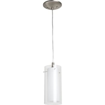 Volume Lighting One-Light Mini-Pendant Brushed Nickel Etched White-Cased Glass