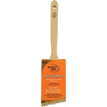 Merit Pro 00364 2-1/2" 100% White Bristle Angle Sash Brush, Package Of 12