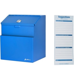 Image for Adir Office Wall Mount Blue Steel Locking Suggest Drop Box W/suggest Cards from HD Supply
