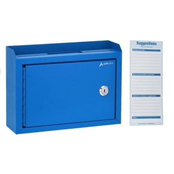 Image for Adir Office Medium Size Blue Steel Mp Suggest Drop Box W/suggest Cards from HD Supply